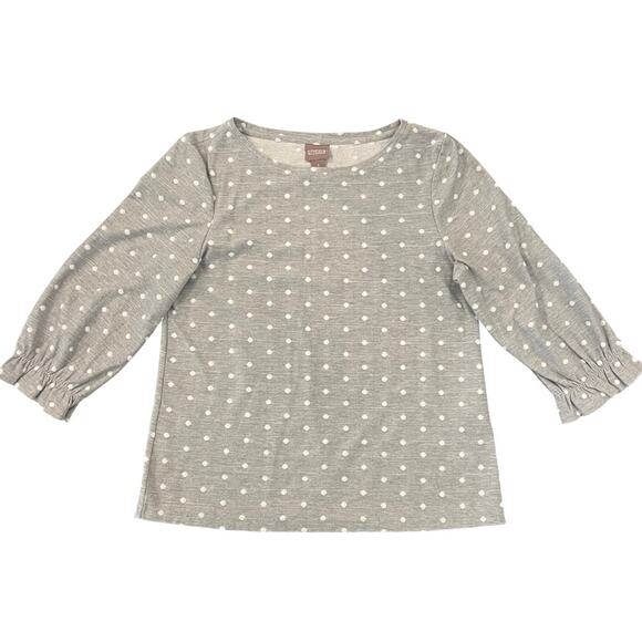 Chico's Gray & White Polka Dot 3/4 Sleeves Shirt  - Size 1 (S) - Picture 1 of 7